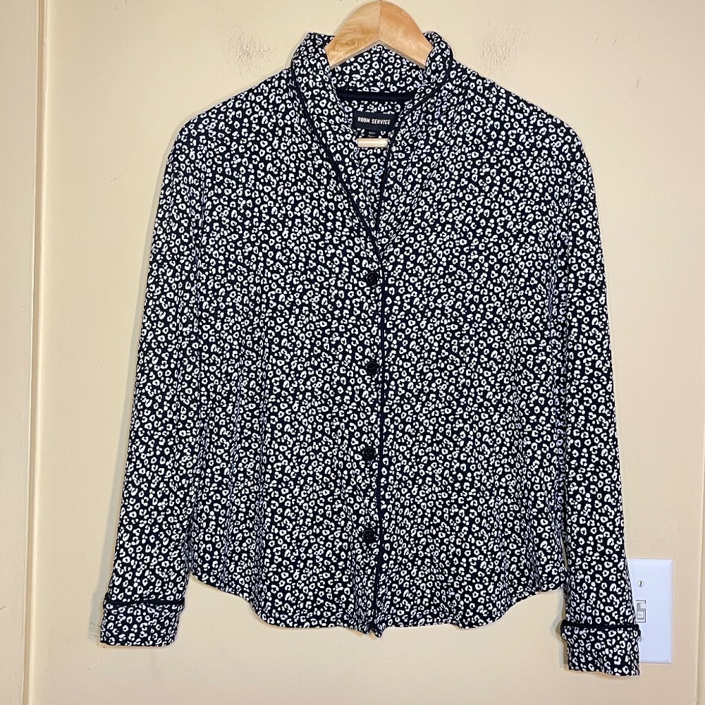 Women's Black and White Pajama Top